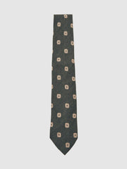 Silk-Wool Square-Medallion Tie Forest Green | Men
