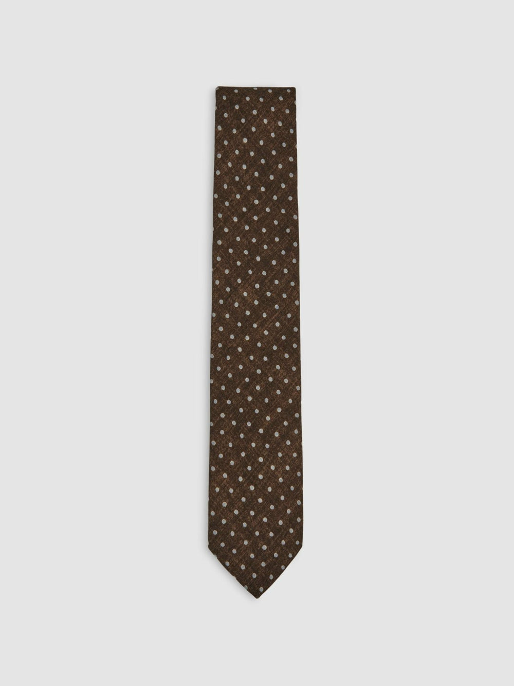 Wool-Cotton Polka-Dot Tie Chocolate Brown | Men