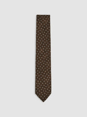 Wool-Cotton Polka-Dot Tie Chocolate Brown | Men
