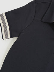 9-13 yrs Textured Half Zip Polo Shirt Navy Blue | Children & Baby