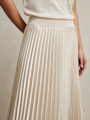 Pleated Midi Skirt Champagne Neutral | Women