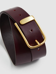 Leather Half Keeper Belt Burgundy | Women