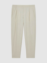 Tapered Drawstring Tailored Trousers Ecru | Men