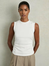 Ribbed Ruched Waist Vest White | Women