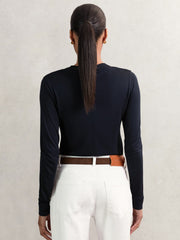 Jersey V-Neck Top Navy | Women