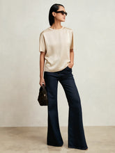 Silk Short-Sleeve Top Champagne Neutral | Women