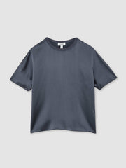 Silk Short-Sleeve Top Blue | Women