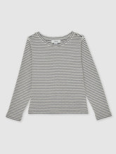 13-14 yrs Cotton Pointelle Long Sleeve Top Navy/White | Children & Baby