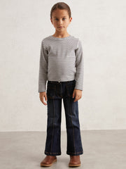 13-14 yrs Cotton Pointelle Long Sleeve Top Navy/White | Children & Baby