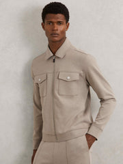 Interlock Jersey Zip-Through Jacket Taupe Brown | Men