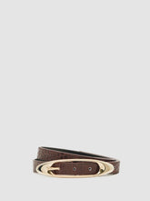 Croc-Effect Leather Oval-Buckle Belt Burgundy | Women
