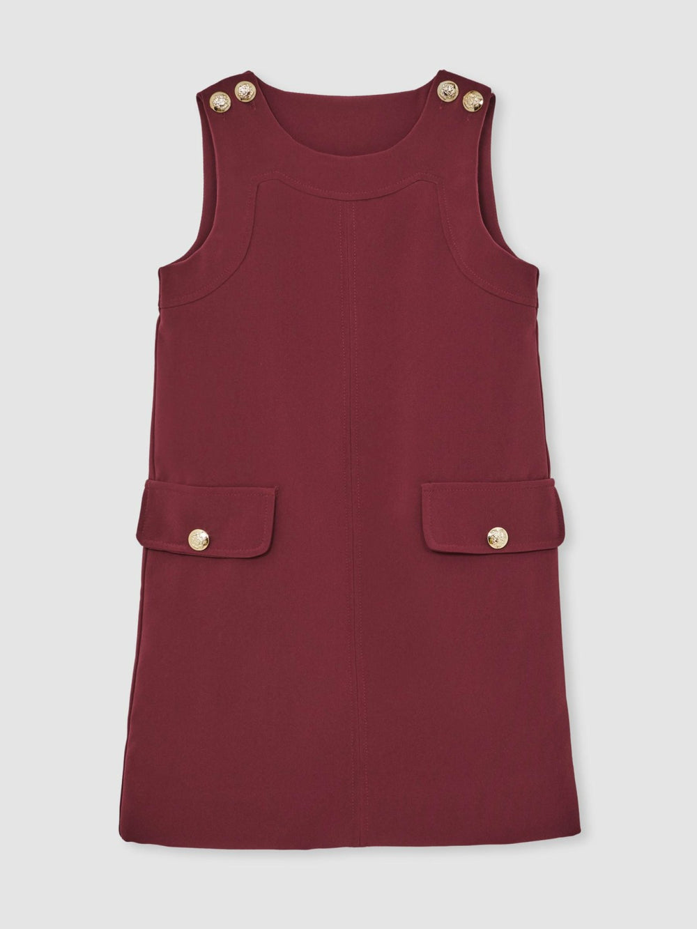 13-14 yrs Button-Detail Sleeveless Shift Dress Berry | Children & Baby