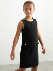 9-13 yrs Button-Detail Sleeveless Shift Dress Black | Children & Baby