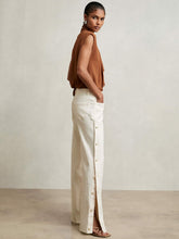Petite Side Button Wide Leg Jeans Cream | Women