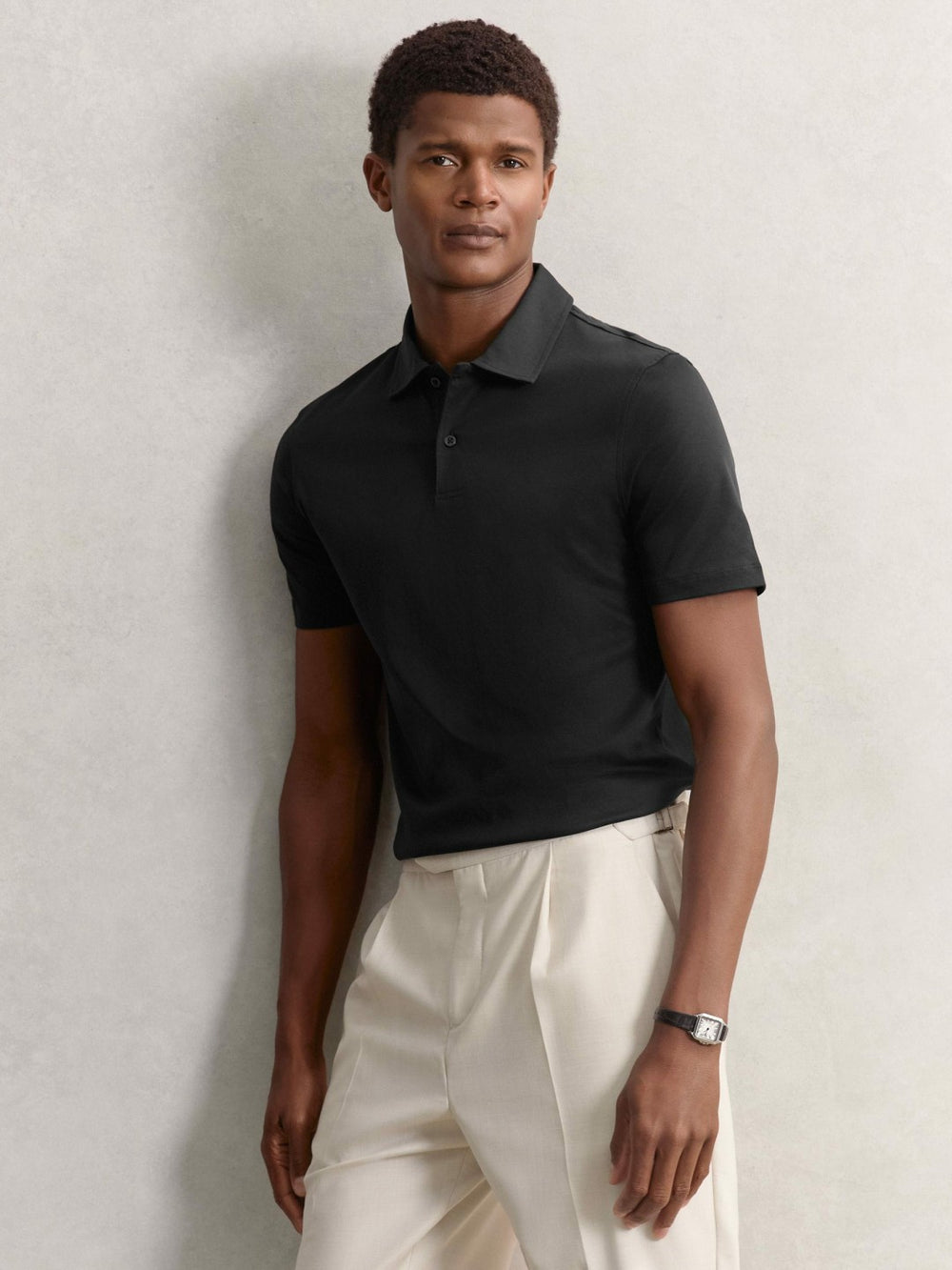 Cotton Short-Sleeve Polo Shirt Black | Men