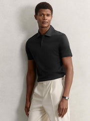 Cotton Short-Sleeve Polo Shirt Black | Men