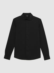 Cotton-Jersey Button-Through Shirt Black | Men