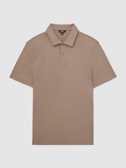 Cotton Short-Sleeve Polo Shirt Taupe Brown | Men