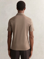 Cotton Short-Sleeve Polo Shirt Taupe Brown | Men