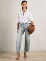 Petite Mid-Rise Straight-Leg Jeans Pale Blue | Women