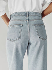 Petite Mid-Rise Straight-Leg Jeans Pale Blue | Women