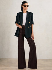 Petite Patch-Pocket Flared Jeans Burgundy | Women