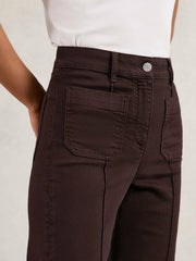 Petite Patch-Pocket Flared Jeans Burgundy | Women