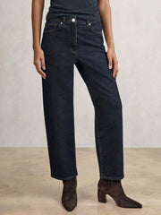 Petite Mid-Rise Straight-Leg Jeans Dark Blue | Women