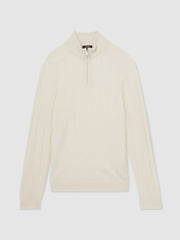 Merino Wool Wide-Rib Half-Zip Jumper Bianco | Men