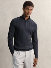 Merino Wool Wide-Rib Half-Zip Jumper Airforce Blue | Men