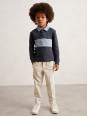 9-13 yrs Cotton Logo-Embroidery Rugby Polo Shirt Airforce Blue/Navy Blue | Children & Baby