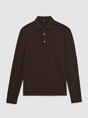 Cotton-Jersey Long Sleeve Polo Shirt Brown | Men
