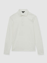 Cotton-Jersey Long Sleeve Polo Shirt White | Men