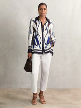 Scarf Print Colourblock Shirt Navy | Women