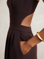 Wide-Leg Cut-Out Jumpsuit Burgundy | Women