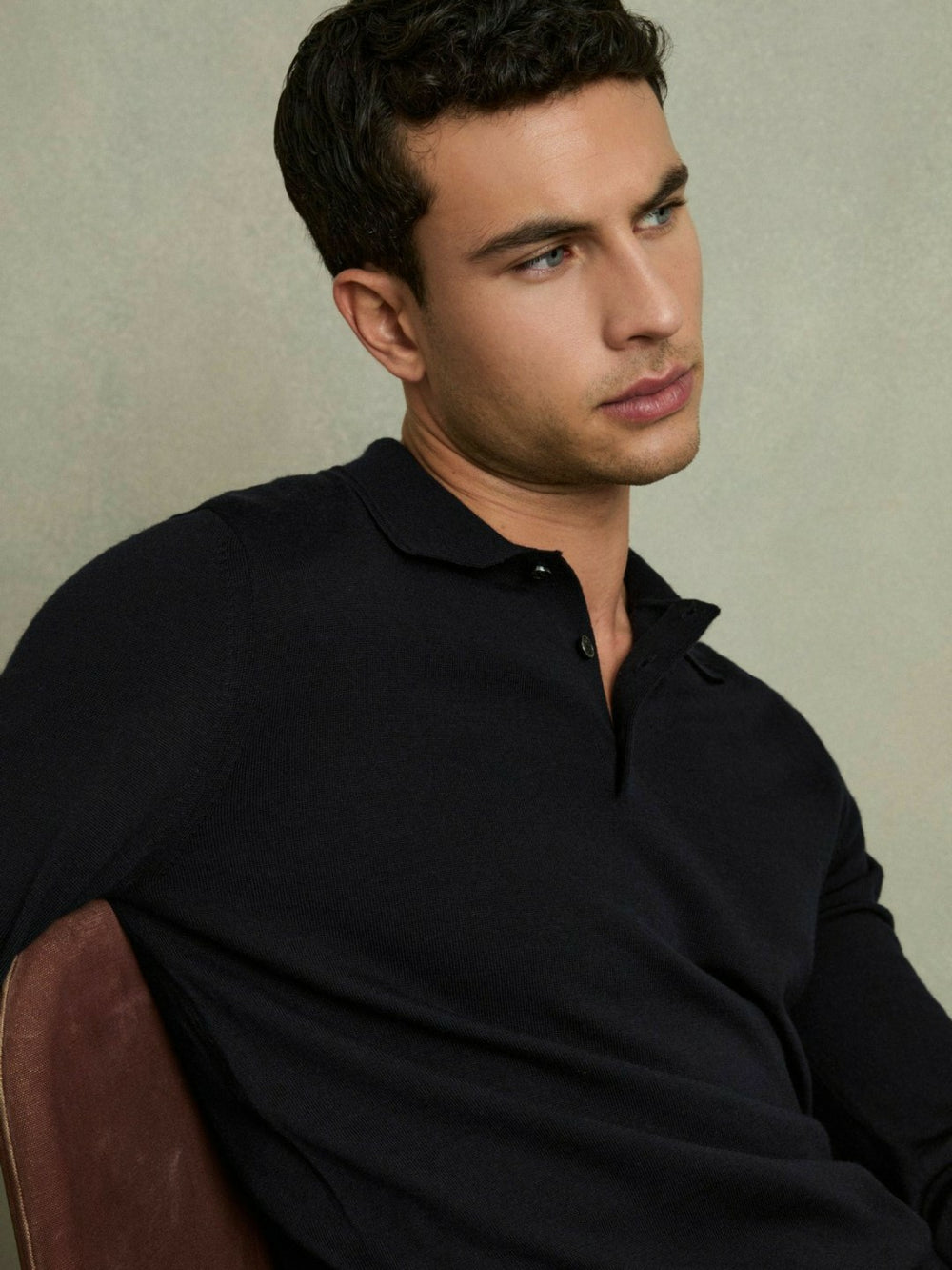 Merino Wool Polo Shirt Navy | Men