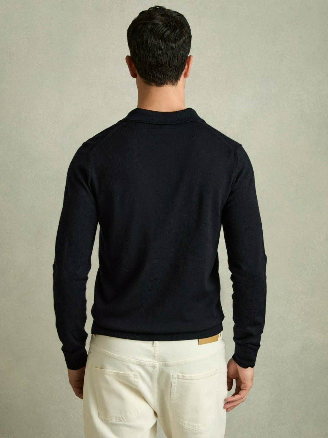 Merino Wool Polo Shirt Navy | Men