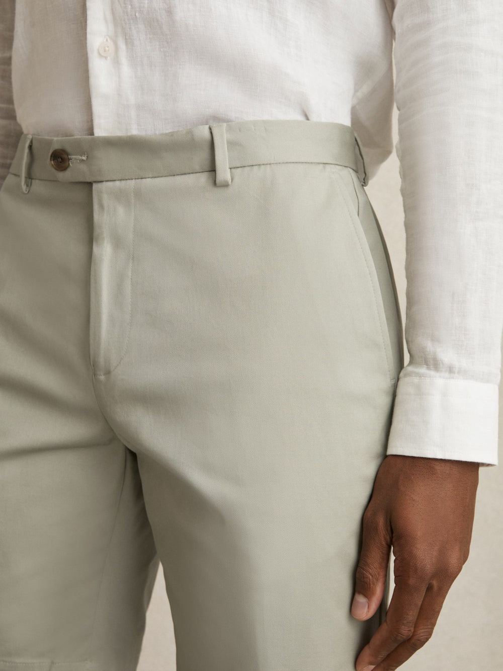 Cotton Chino Shorts With Stretch Soft Sage | Men