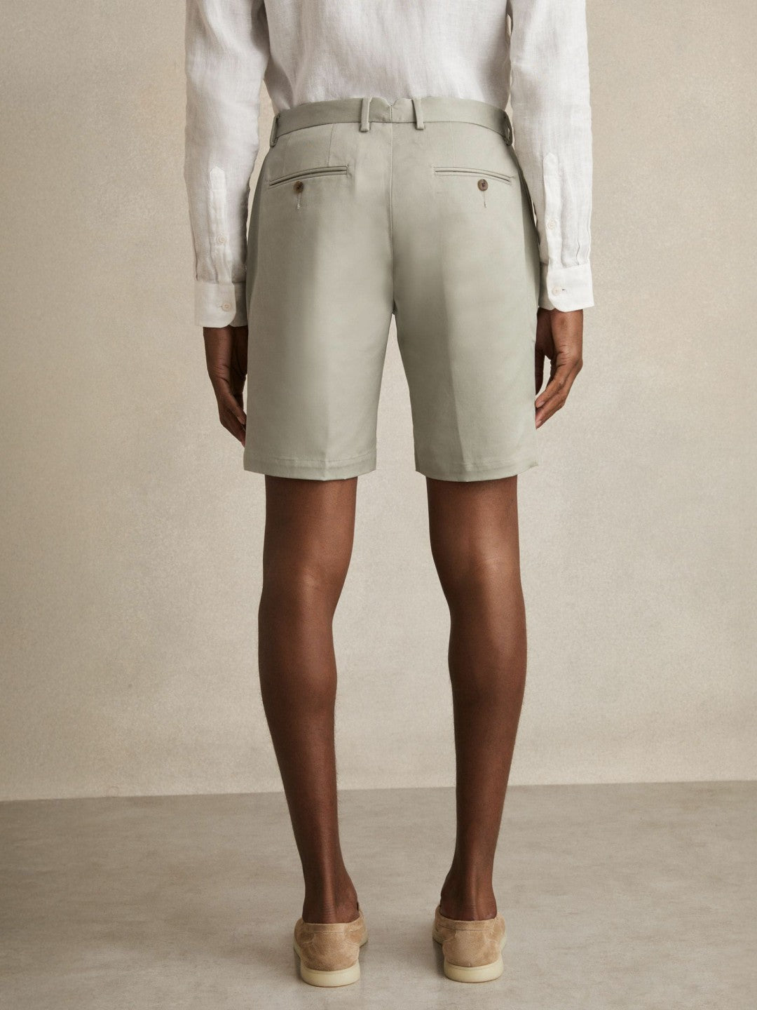 Cotton Chino Shorts With Stretch Soft Sage | Men
