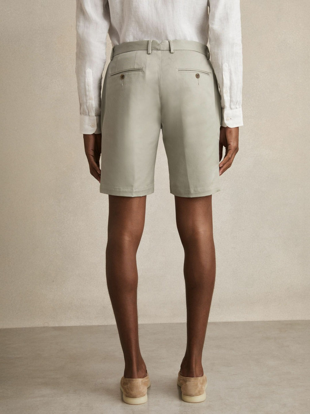 Cotton Chino Shorts With Stretch Soft Sage | Men