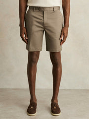 Oe Hampton Cotton Chino Shorts with Stretch Taupe | Men