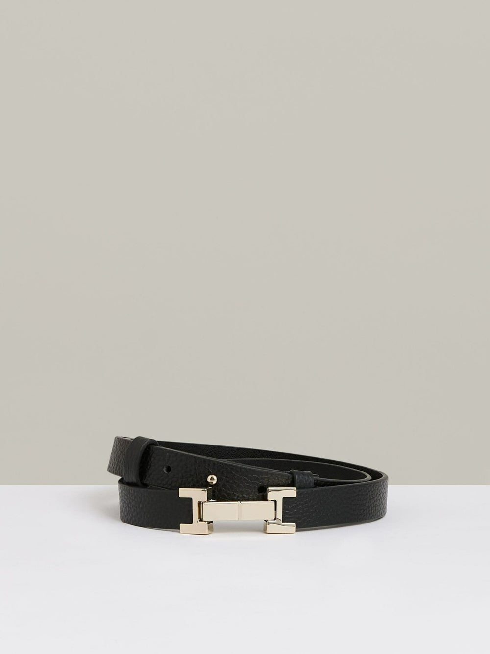 Leather Square Hinge Belt Black | Women