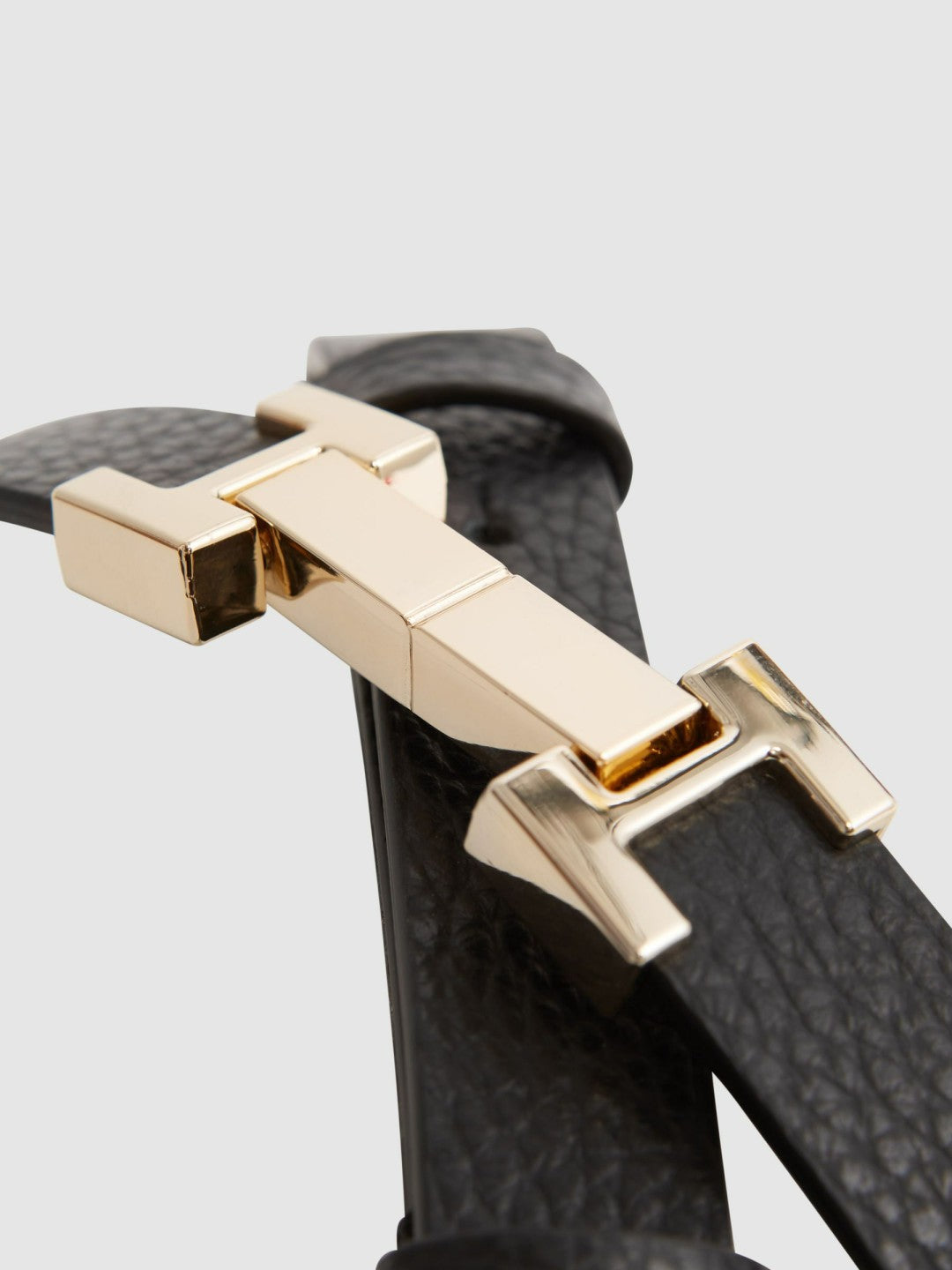 Leather Square Hinge Belt Black | Women