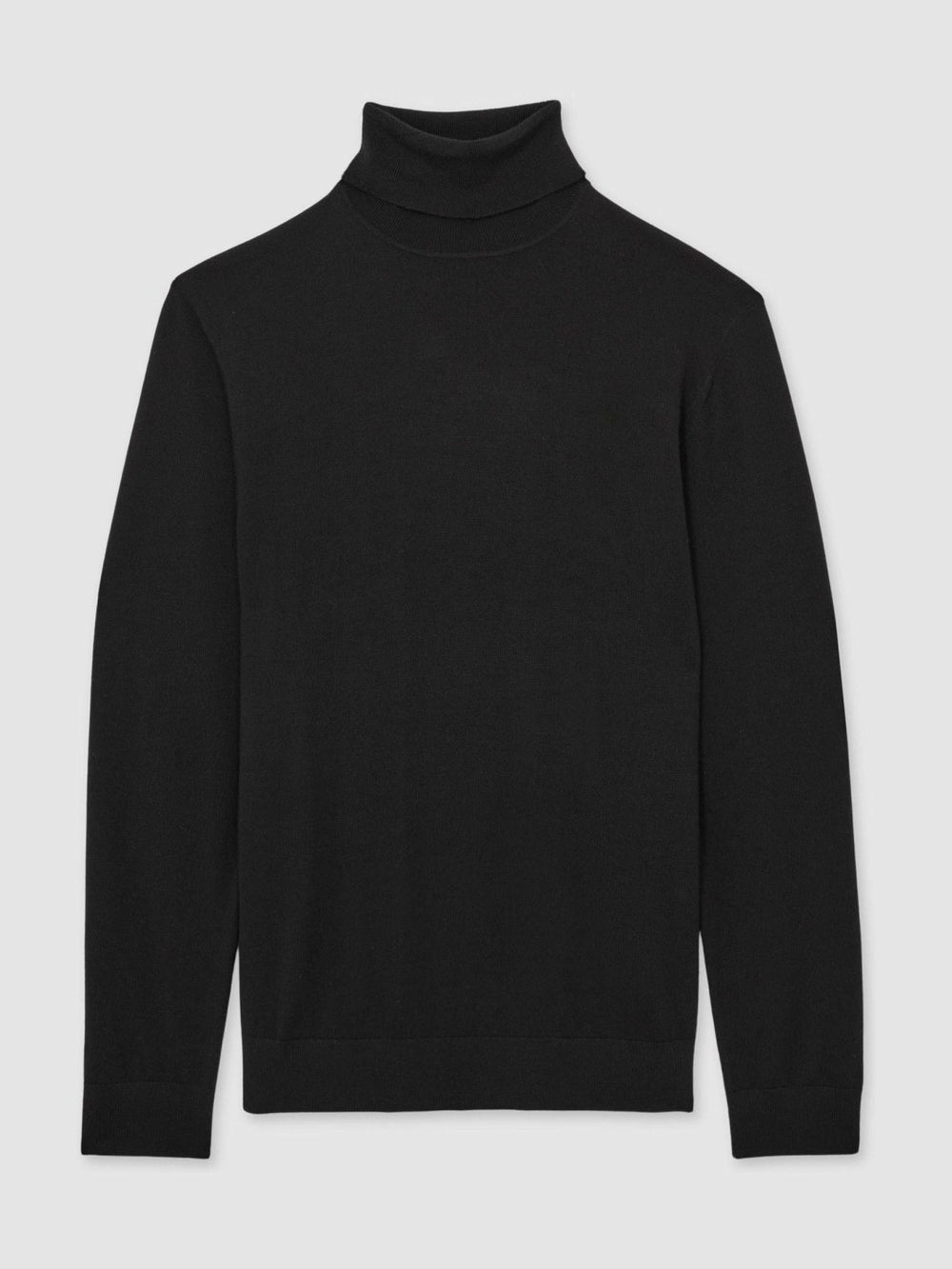Slim Fit Merino Wool Roll Neck Jumper Black | Men