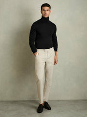 Slim Fit Merino Wool Roll Neck Jumper Black | Men