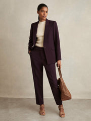 Tailored Single Breasted Suit Blazer Berry | Women