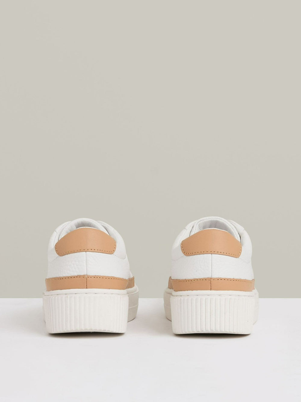Grained Leather Platform Trainers Camel/White | Women