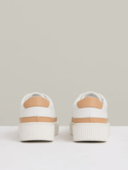 Grained Leather Platform Trainers Camel/White | Women