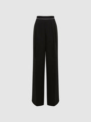 Wide Leg Elasticated Trousers Black | Women