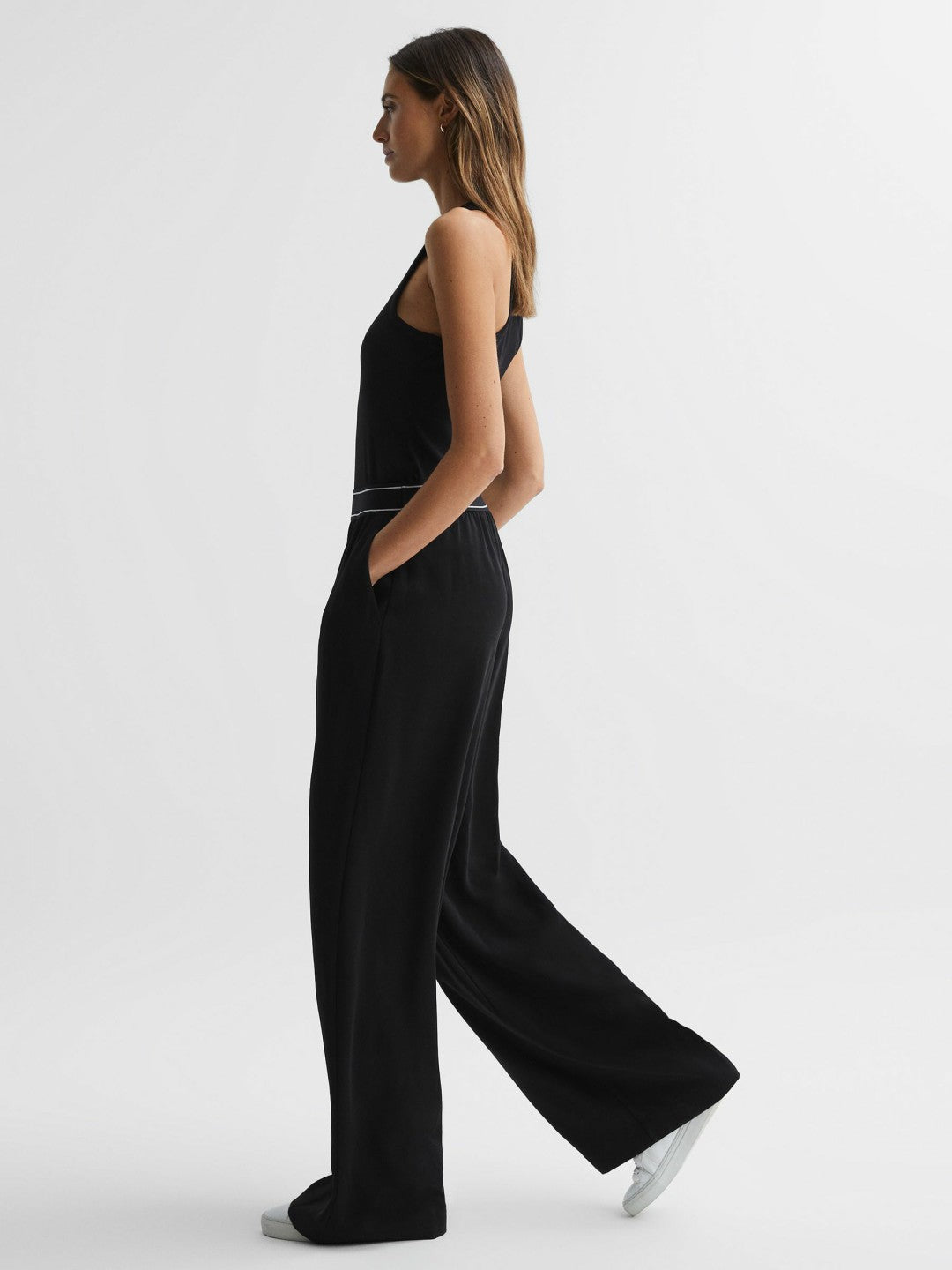 Wide Leg Elasticated Trousers Black | Women